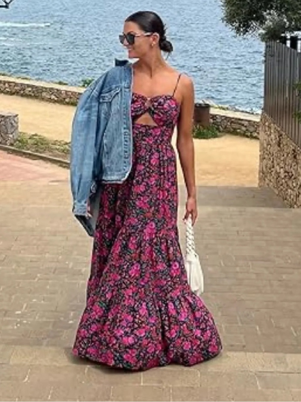NWOT Floral Maxi Dress in Black and Pink